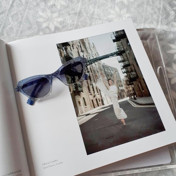 NWOT Burberry blue glitter square cat eye sunglasses - Picture 5 of 14